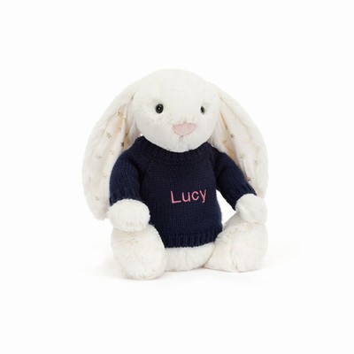 Jellycat Bashful Twinkle Konijn with Navy Jumper | AW8291560